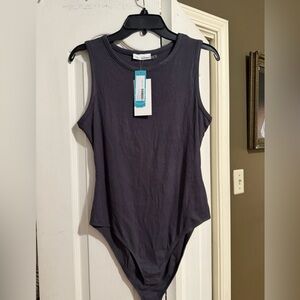 Kaileigh Dark Gray Sleeveless Bodysuit